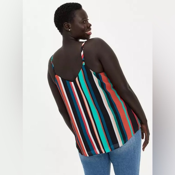 TORRID Sophie Chiffon Multi Color Swing Striped Cami, Medium (Torrid Size 00) - Picture 3 of 9